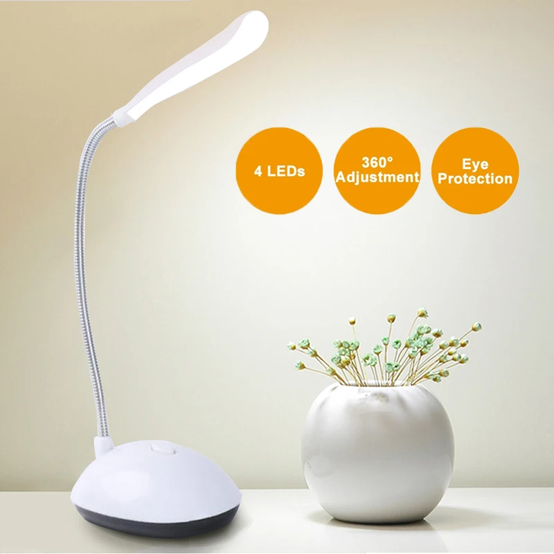 

Table Reading Lamp For Study LED Desk AAA Battery Powered Lamp No Include Dimmiable Mini Smart Rechargeable Eye Protection Lamp