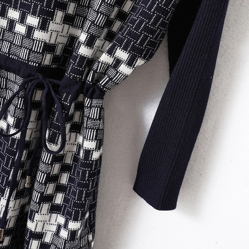 Элегантные платья для женщин осенне-зимнее новое трикотажное платье с длинными