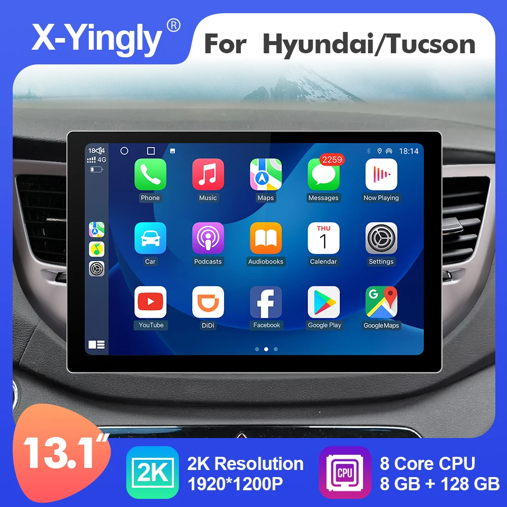 Автомобильный мультимедийный стерео радиоплеер 2K 13 1 дюймов Android 12 для Hyundai/Tucson 3