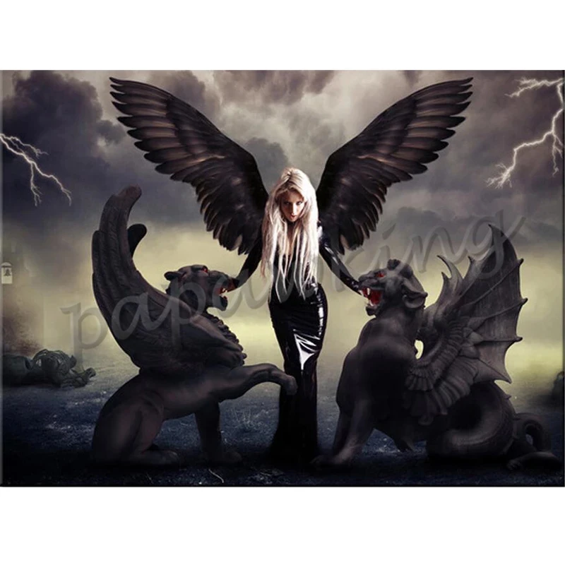 

Home Decor Diamond Embroidery Angel Demon Dragons 5D Diy Diamond Paintings Cross Stitch Kit Mosaic Art Cuadros Creative New Gift