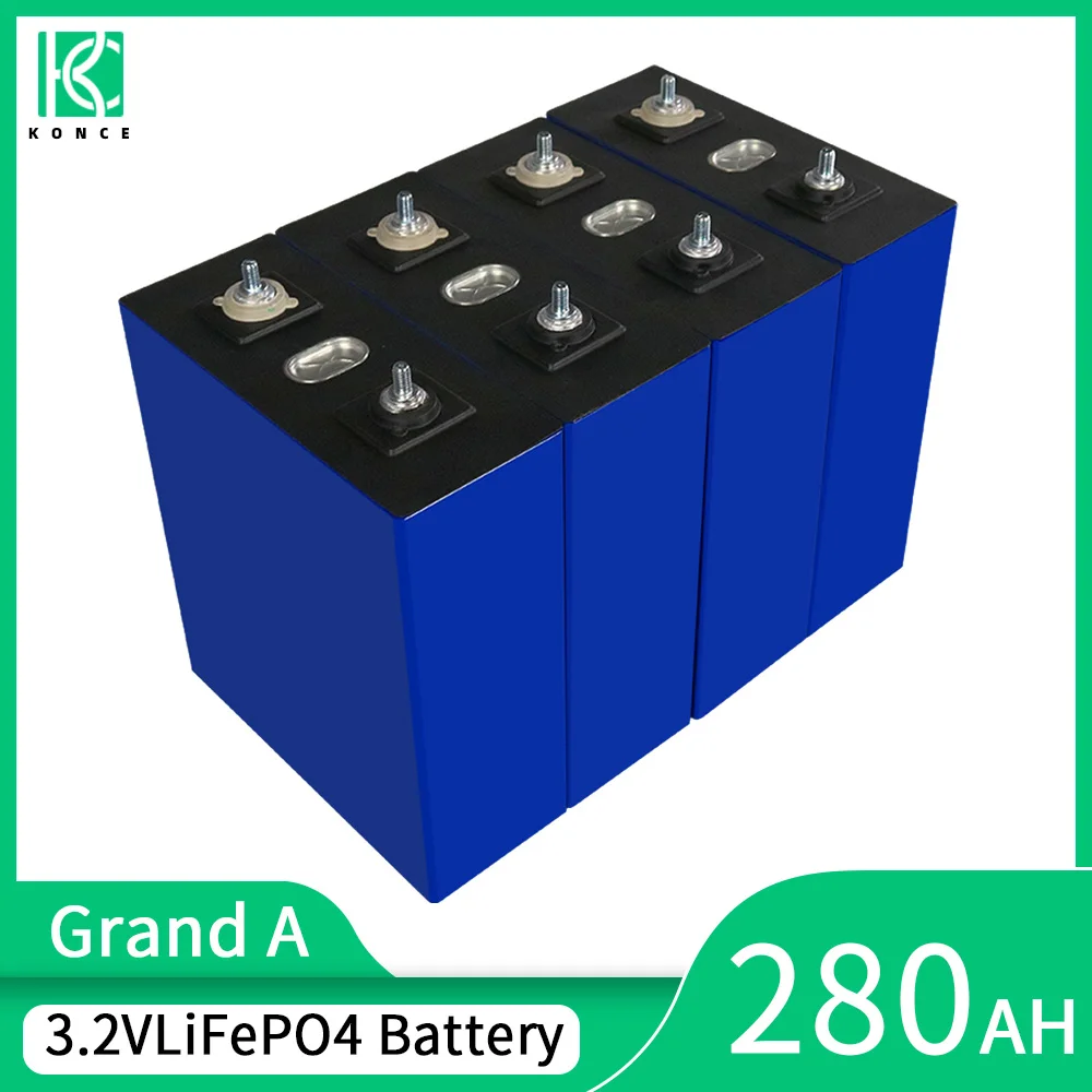 Deep Cycle 4pcs 3.2V 280Ah Prismatic Lifepo4 Lithium ion Battery Cell for 12V 24V 48V DIY RV Boat Golf Cart Solar Storage System |