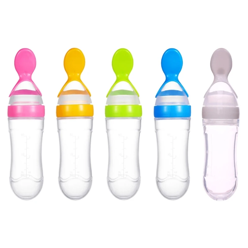 

Silicone Squeeze Food Feeder Baby Self Feeding Spoon Dispensing Spoon Bottle Kids Cutlery Solid Food Feeder Baby Utensil