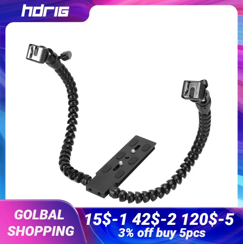 

HDRIG Flexible Dual Magic Arm Hot Shoe Flash Bracket Macro Shot Holder Bracket Mount Holder For Dslr Cameras Accessories
