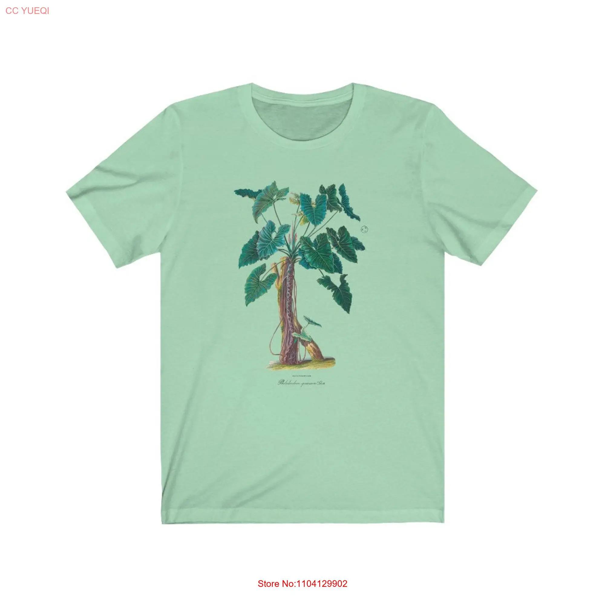 Philodendron винтажный принт футболка с длинным или коротким рукавом