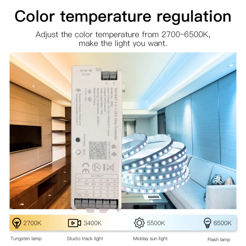 

Wifibluetooth Led Strip Led Controller Tuya Intelligent Wifi Wifi Light Strip Controller Smart Home Convenient 2.4ghz