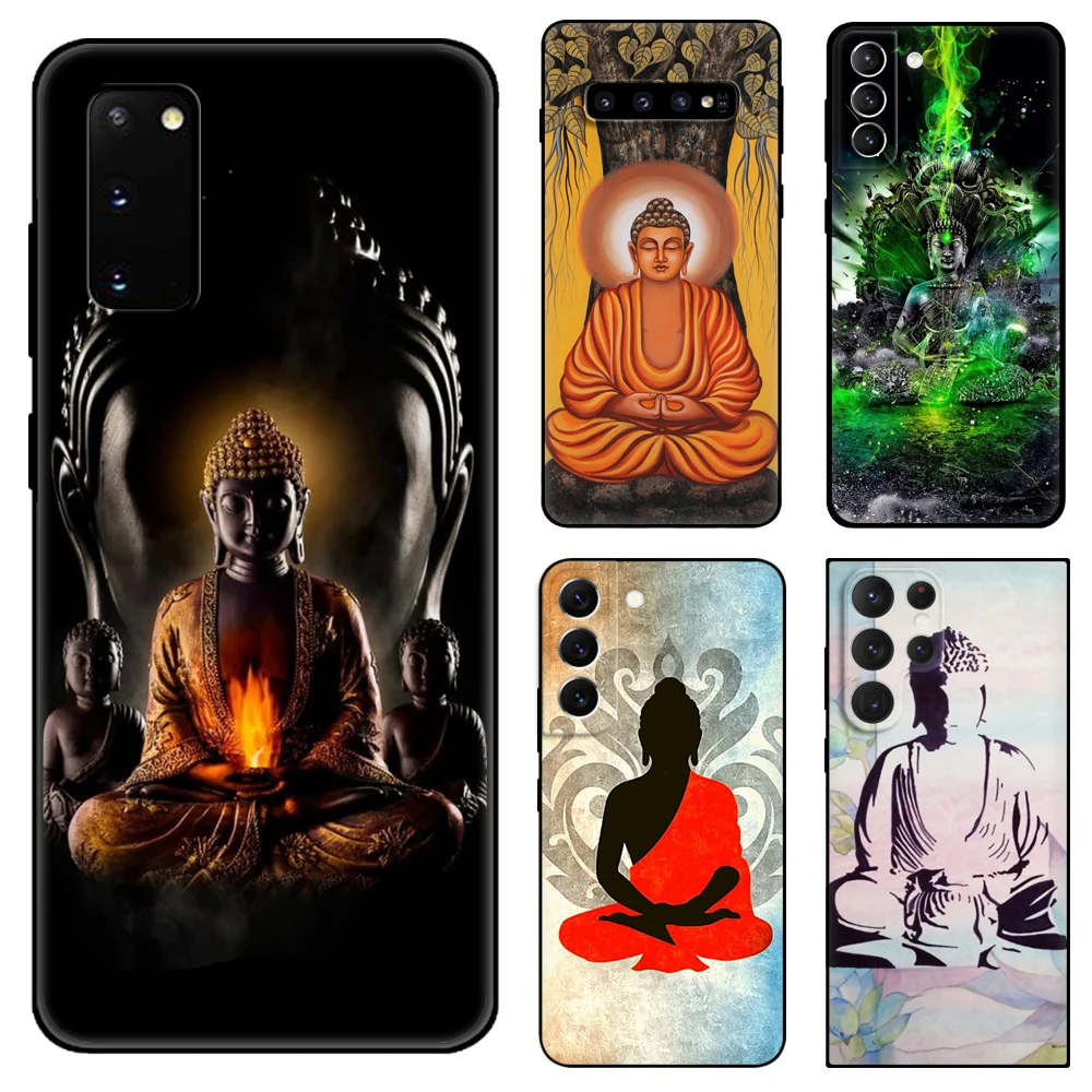 

Черный чехол из ТПУ с Буддой для Samsung galaxy S22 S20 S21 FE PLUS ultra + S10 E lite, задняя крышка
