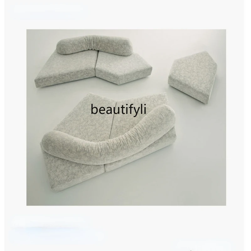 

yj Italian Minimalist Fabric Rock Sofa Large Apartment Living Room Suede Module Combination