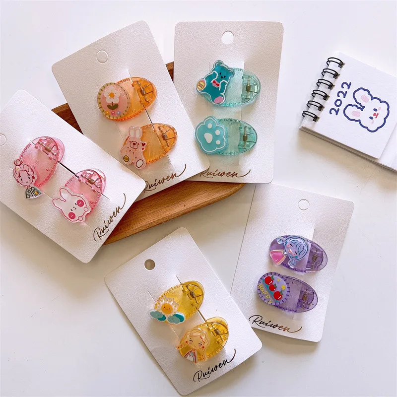 

Korea Cute Transparent Cartoon Animal Plastic Sheet Small Animal Clip Pair of Hair Clips for Children's Fashion Hair Accessories