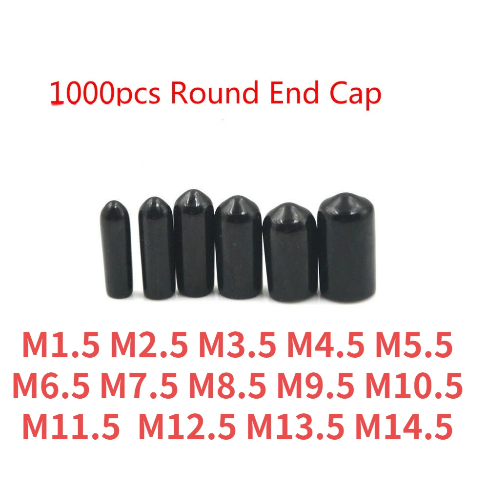 

1000pc Round End Cap Screw Cover Rubber Tube Hub Thread Protector Push-fit Caps for Pipe M1.5 M2.5 M3.5 M4.5 M5.5 M8.5 M10.5