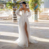 angelsbridep modest appliques wedding dreses mermaid v neck detachable sleeves split arabic women elegant brida gowns vestidos