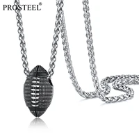 prosteel sport fans gift pendant necklace rugby football for cool men teens stainless steel goldblack plated psp40040