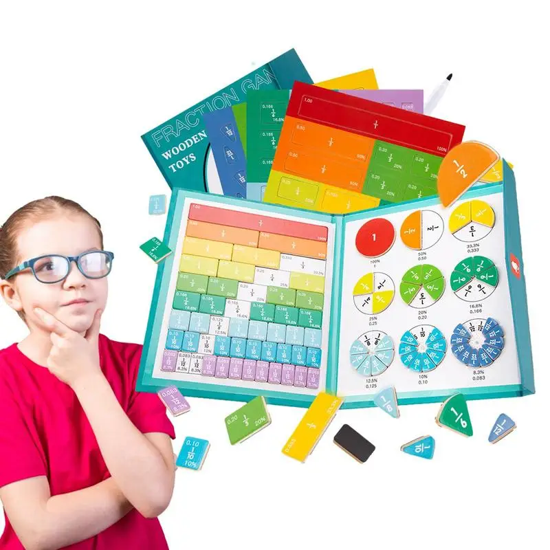 

Magnetic Fraction Tiles Wooden Fraction Book Set Magnetic Tiles Circles For Kids