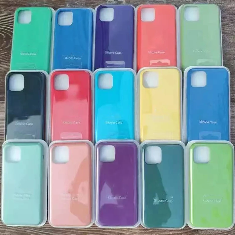 

With Logo Original Silicone Phone Case for iPhone 13 12 Mini XR XS MAX Official Apple Cover for iPhone 11 Pro Max 7 8 6S Plus
