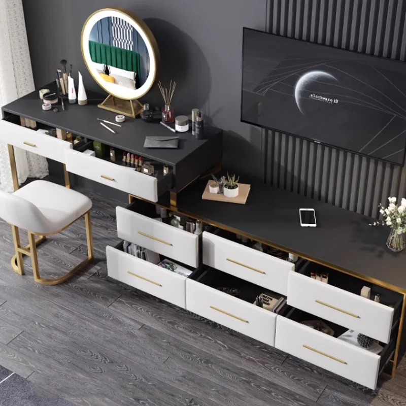 Столик для макияжа прикроватный столик комод Lareg со стеклянной столешницей