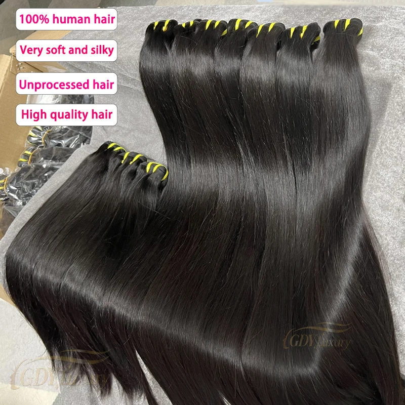 12A Вьетнамские пучки необработанных волос прямые 100% человеческие волосы # 1B