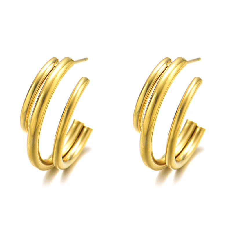 rivca stainless Steel Big Minimalist Geometric Statement Gold Hoop Earrings Tarnish Free Temperament Charm Jewelry Women Party