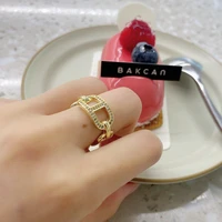 creative buckles zircon rings for women couples korean fashion party jewelry adjustable accessories making girl gift wholesale