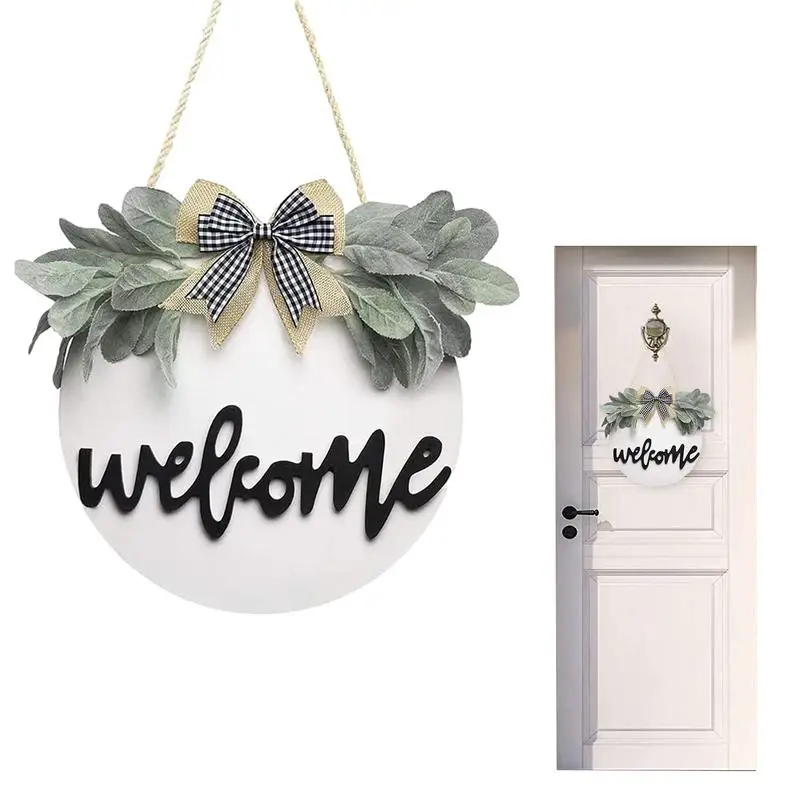 

Welcome Door Sign Round Wooden Welcome Door Plaque Hanging Pastoral Front Door Board For Home Farm House Office Garden Decor