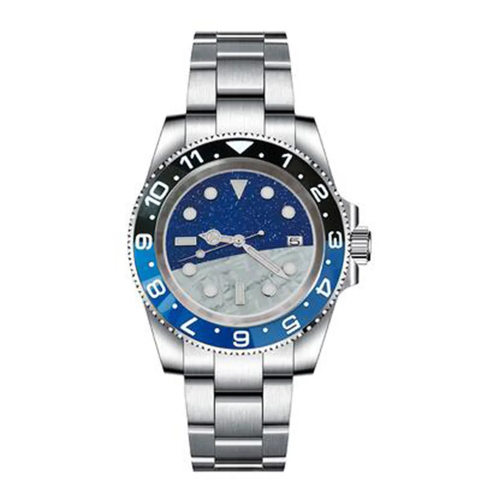 

Mechanical Watch 40mm Stainless Steel Case Synthetic Sapphire Mirror Star and Moon Dial with NH35 Movement