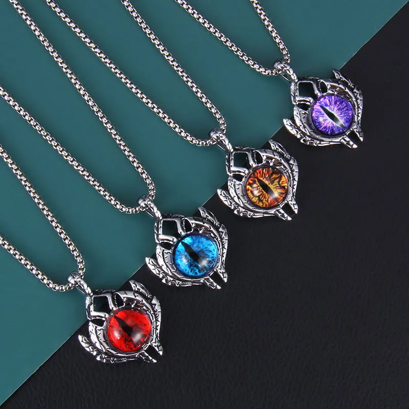 

Fashion Evil Eye Pendant Necklace for Men Women Couple Stainless Steel Sweater Chain Punk Owl Turkish Jewelry Lucky Party Gifts