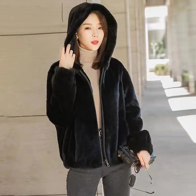 Women's winter coats fur coat women hooded faux fur coat winter jackets 2022 woman