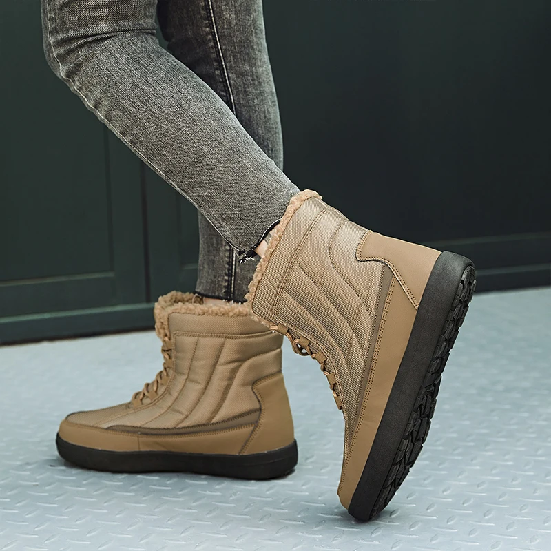 Winter Mens Womens Snow Boots Plus Velvet Warm Hiking Boots Outdoor Casual Mid-calf Boots Resistance Couples Cotton Shoes