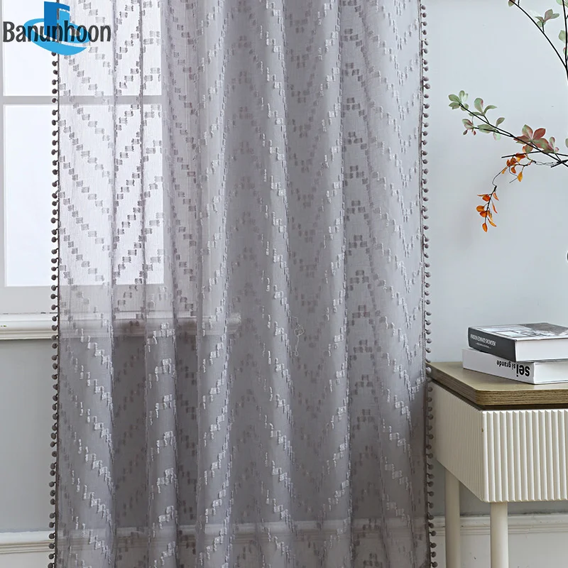 Европейские Серые волнистые 3D занавески для гостиной полузатемняющие тюлевые