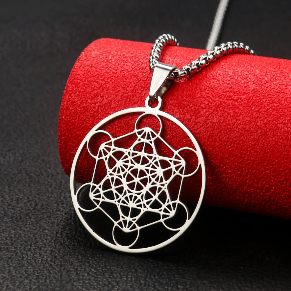 Metatron куб энергетический центр Ожерелье 316 нержавеющая сталь Звезда Давида кулон