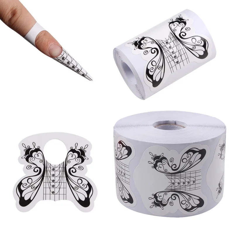 

500/100Pcs Butterfly Nail Form DIY Nail Art Extension Guide Forms Acrylic UV Gel Nail Art Tip Sticker Manicure Tips Accessories