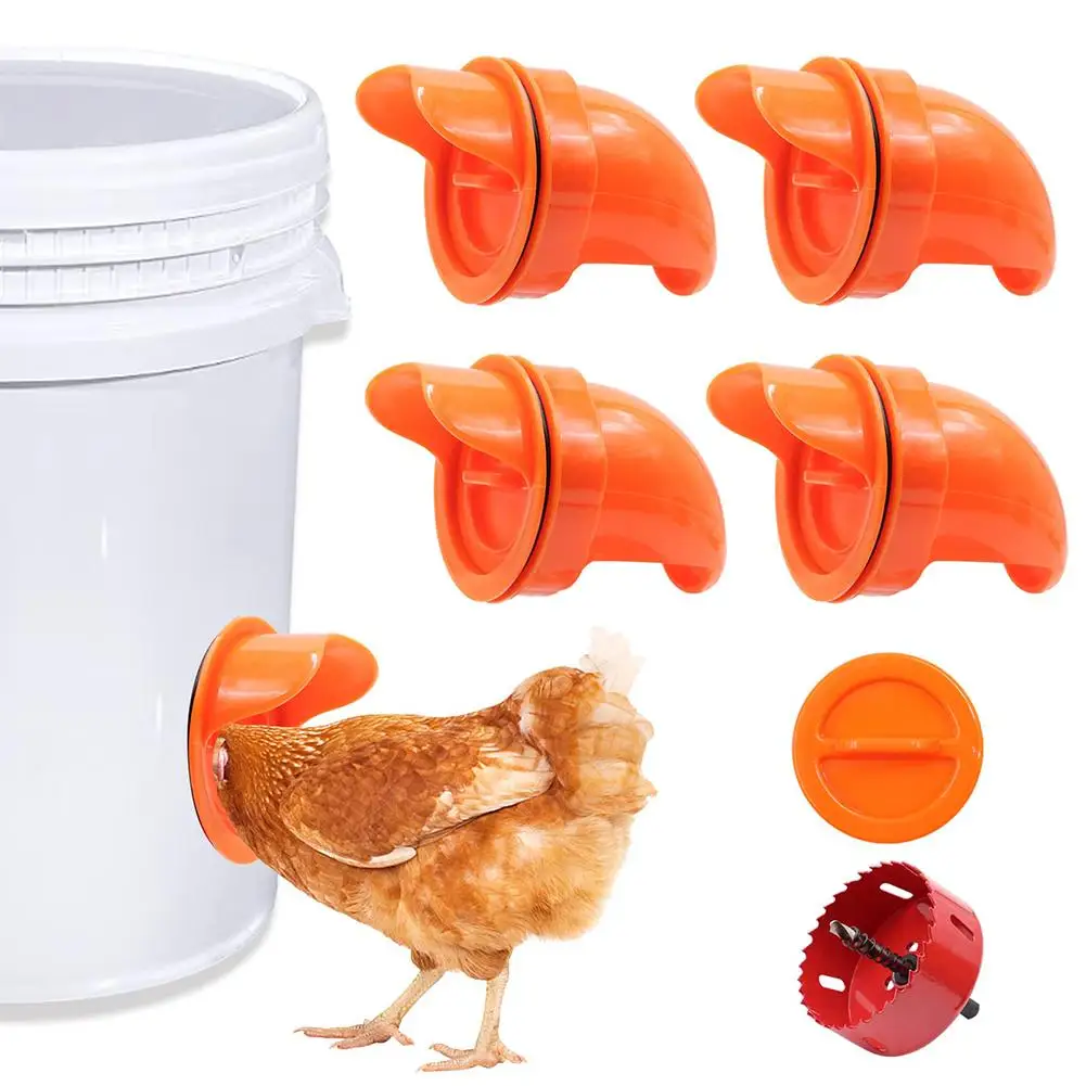

Automatic Poultry Feeders Waterproof No Waste Diy Chicken Duck Feeder Port For Buckets Barrels Troughs Bins Feed Kit Troughs