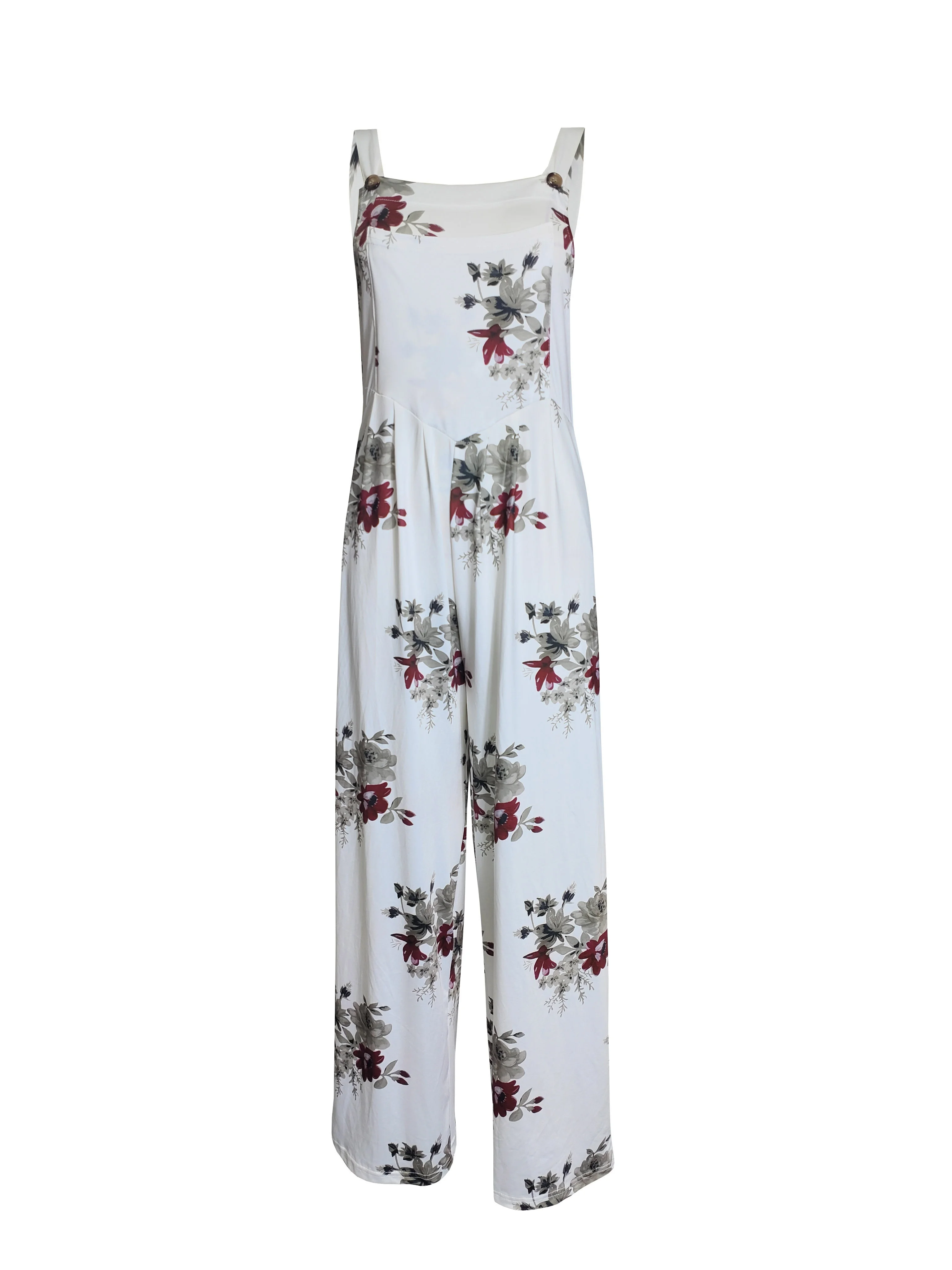 Женский Летний комбинезон на бретельках с квадратным вырезом и цветочным