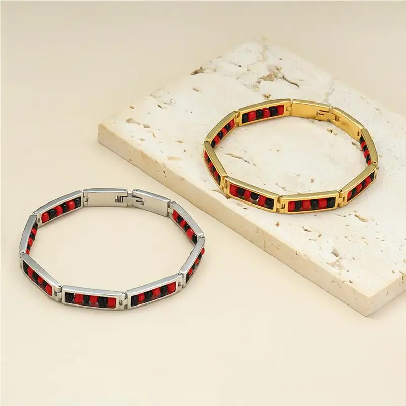 

G&D 2023 New Luxury Fashion Arrival Stainless Steel Black And White Bracelet Mix Beads Unisex Bangle For Women/Men Jewerly Gift