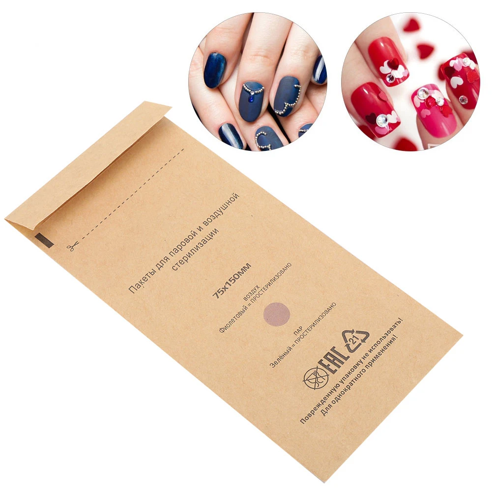

100Pcs Sterilization Disinfection Thicken Paper Bag Disposable Cosmetics Nail Tools Bag Disinfection Portable Machine Accessory