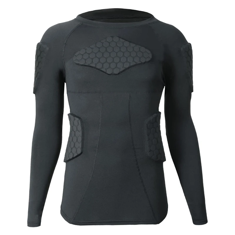 

A2UF Mens Padded Shock Rash Guard Compression Padded Shirt Sport Soccer Basketball