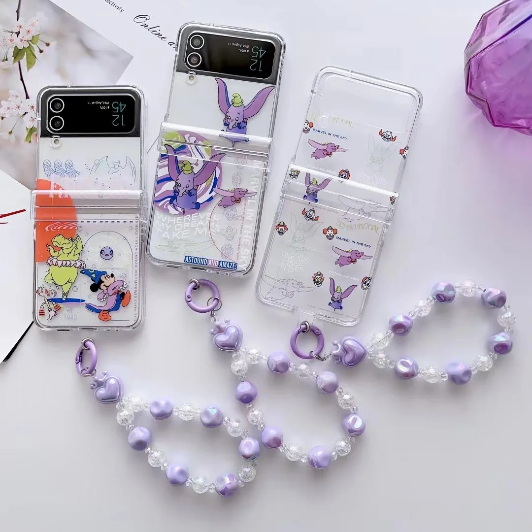 

Disney Mickey Dumbo with bracelet cartoon Case for Samsung Galaxy Z Flip 3 Hard PC Back for Z Flip 4 Case Protective Shell