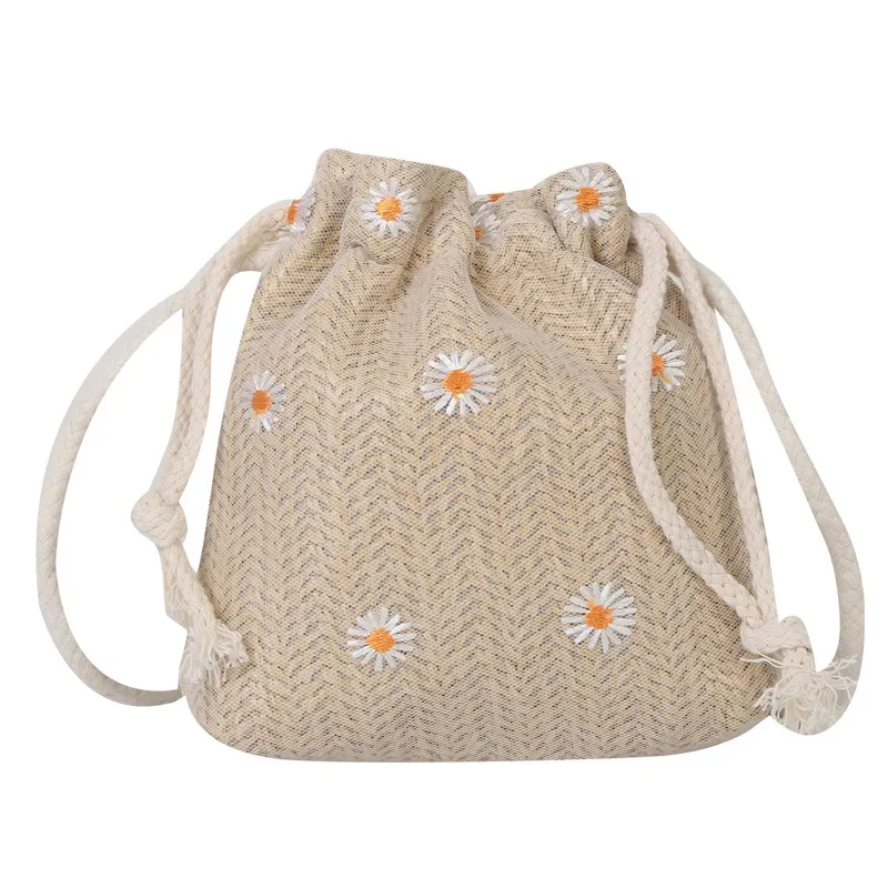 

Advanced Casual Crossbody Bags Summer New Versatile Fairy Straw Woven Bag Lace Mini Bucket Bag Pure Handmade Straw Bag Women