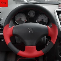 customized diy hand stitched leather suede car steering wheel cover for peugeot 2008 3008 301 408 508l 308s interior accessories