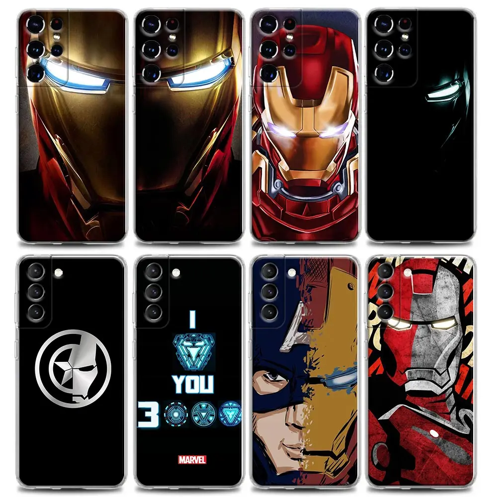 

Чехол для телефона Samsung S9, S10, S10e, S20, S21, S22 Plus Lite, Ultra FE, 4G, стандартный Мягкий силиконовый чехол Marvel, лицо Железного человека