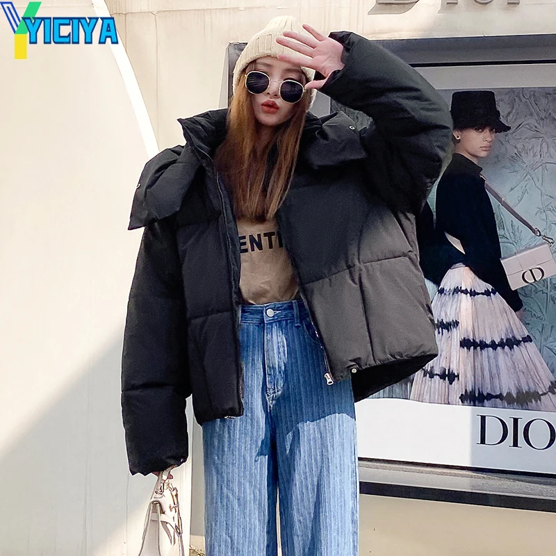 YICIYA Women's Winter Jackets 2023 Streetwear Fashion Casual Thickening Warm Ladies Solid Coat Cotton Padded Outwear Parkas Y2k