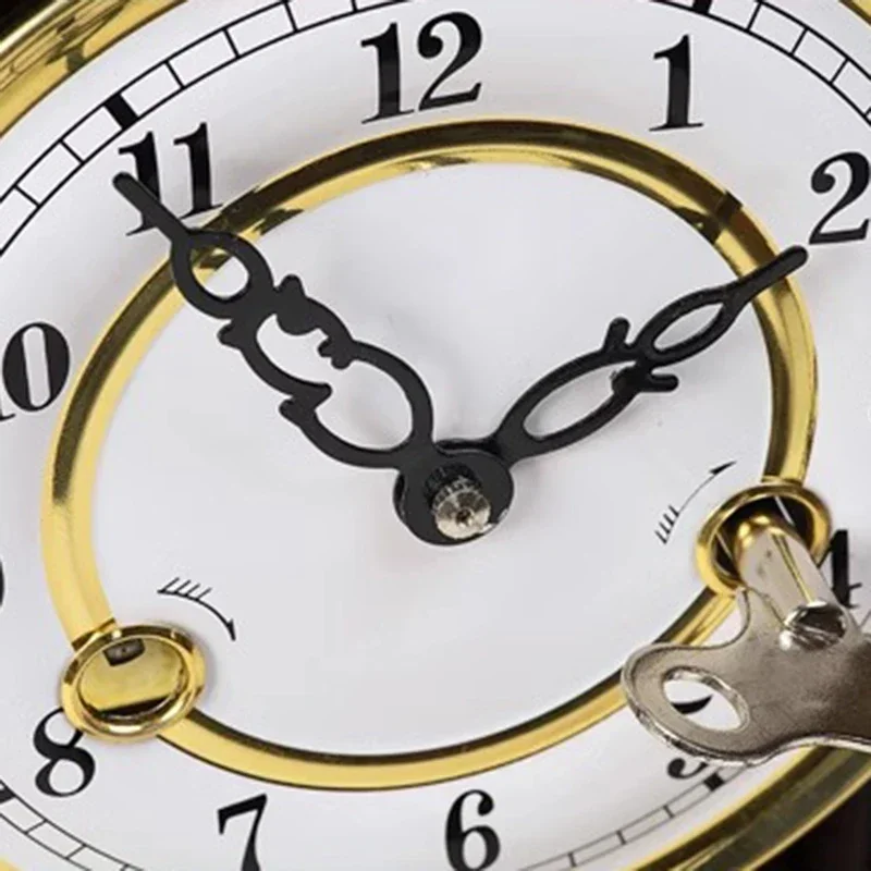 Ретро настольные часы с колокольчиком механические деревянные маятником для