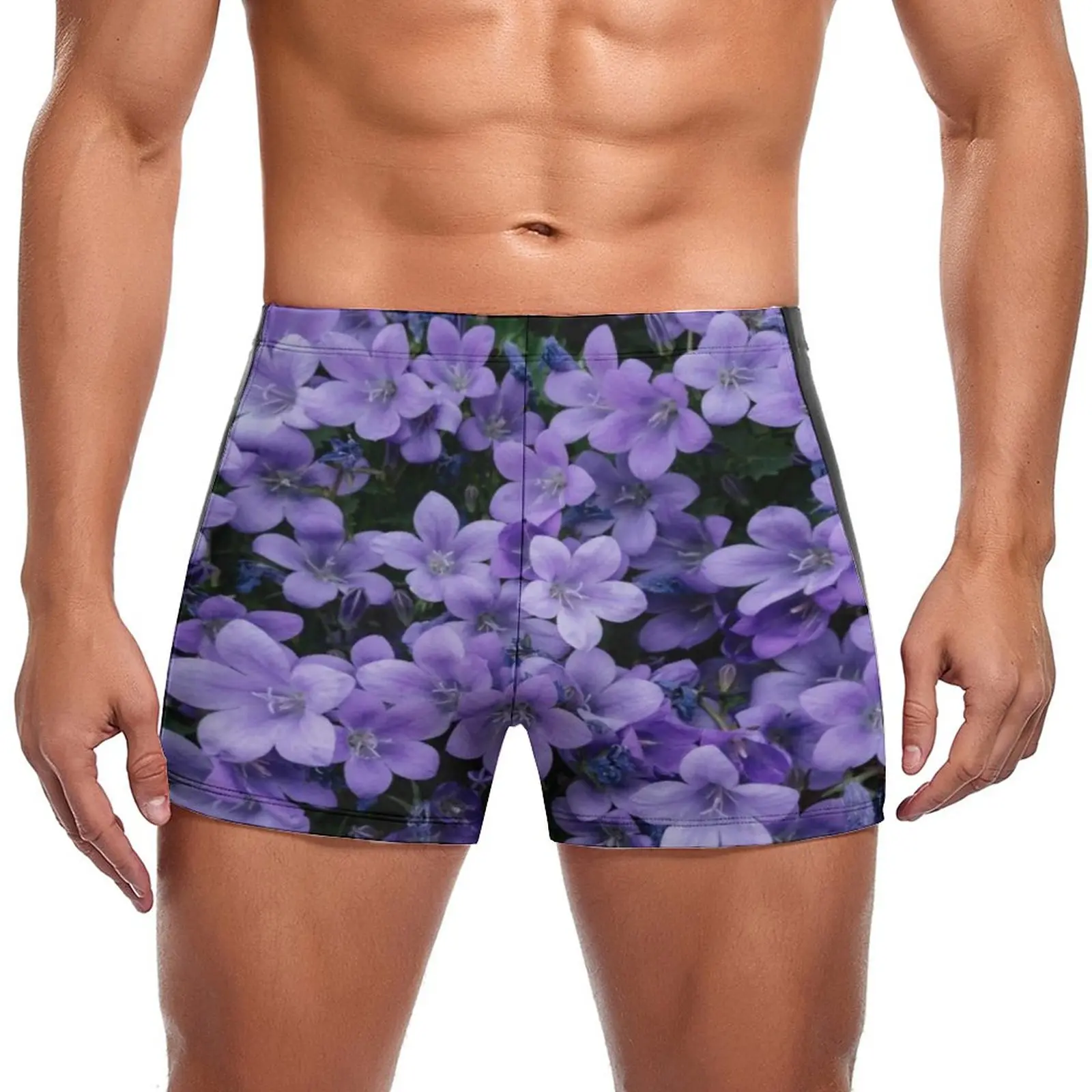

Lavender Floral Print Swimming Trunks Aesthetic Purple Adorable Flowers Durable Custom Swim Boxers Push Up Training Man Swimwear
