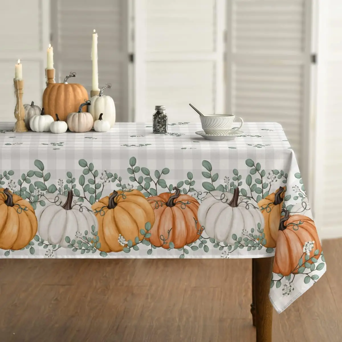 

Thanksgiving Autumn Harvest Pumpkin Rectangle Tablecloth Holiday Party Decoration Waterproof Table Covers Kitchen Table Decor