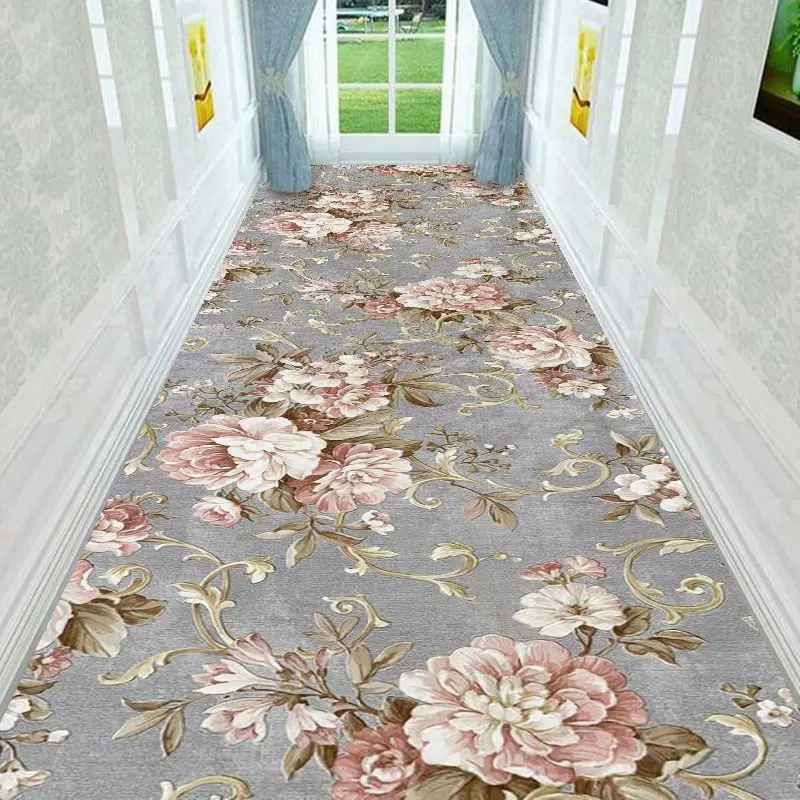 

Long Corridor Hallway Carpet Grid Floral Rug for Living Room Prayer Bedroom Floor Mats Non-slip Kitchen Mat Floor Area Rug