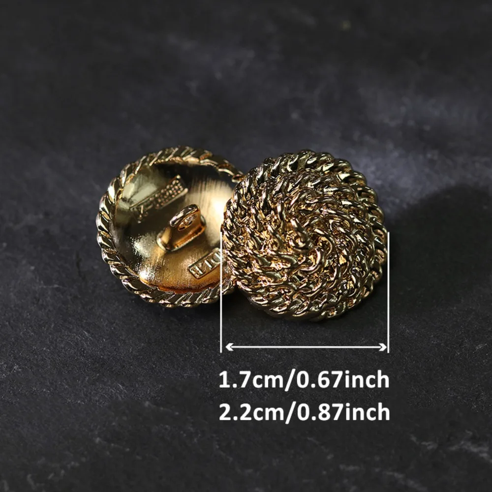 Винтажная металлическая пуговица со спиральной золотой цепочкой для рубашки и