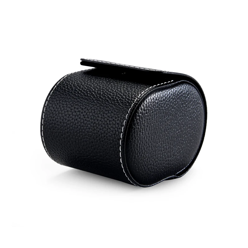 Oirlv New Black PU Leather Watch Storage Box With Velvet Insert Red /Black Portable Watch Bag Travel Watch Organizer With Button