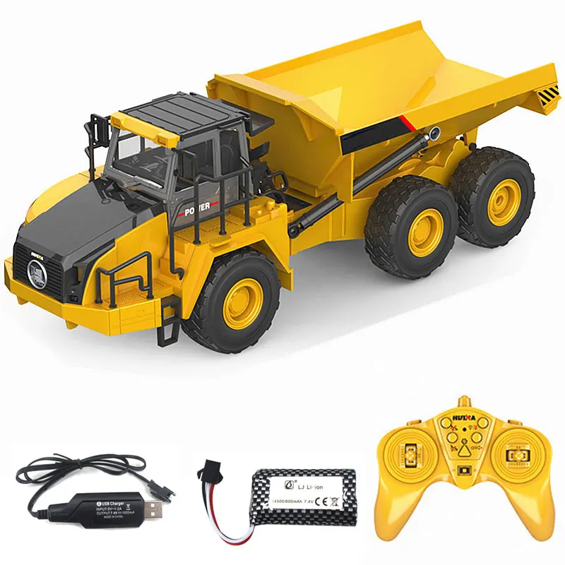 Enlarge RC Dumper Truck 2.4G Remote Control Engineering Car Off-road With LED Music 9CH Electronic Vehicle Model Rechargeable Kids Gift