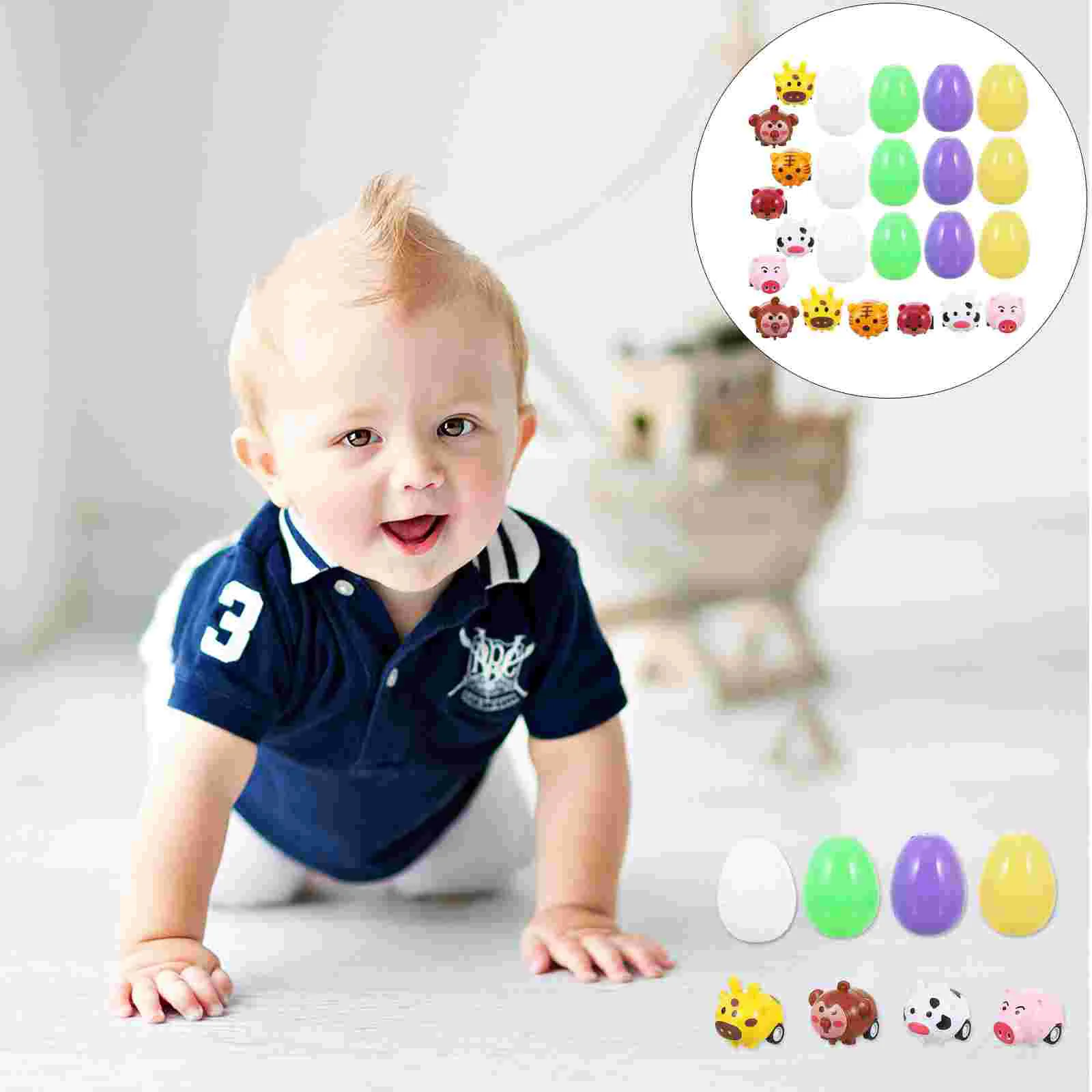 

12 Sets Easter Eggs Boxes Children Easter Animal Car Toys Eggs Gift Boxes