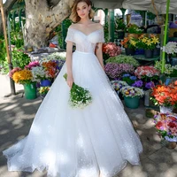 weilinsha elegant white wedding dresses of tulle a line off the shoulder high quality with belt formal party bridal gowns