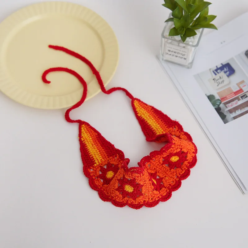 Повязка для волос в стиле Ins с цветами ручной вязки корейский Ретро