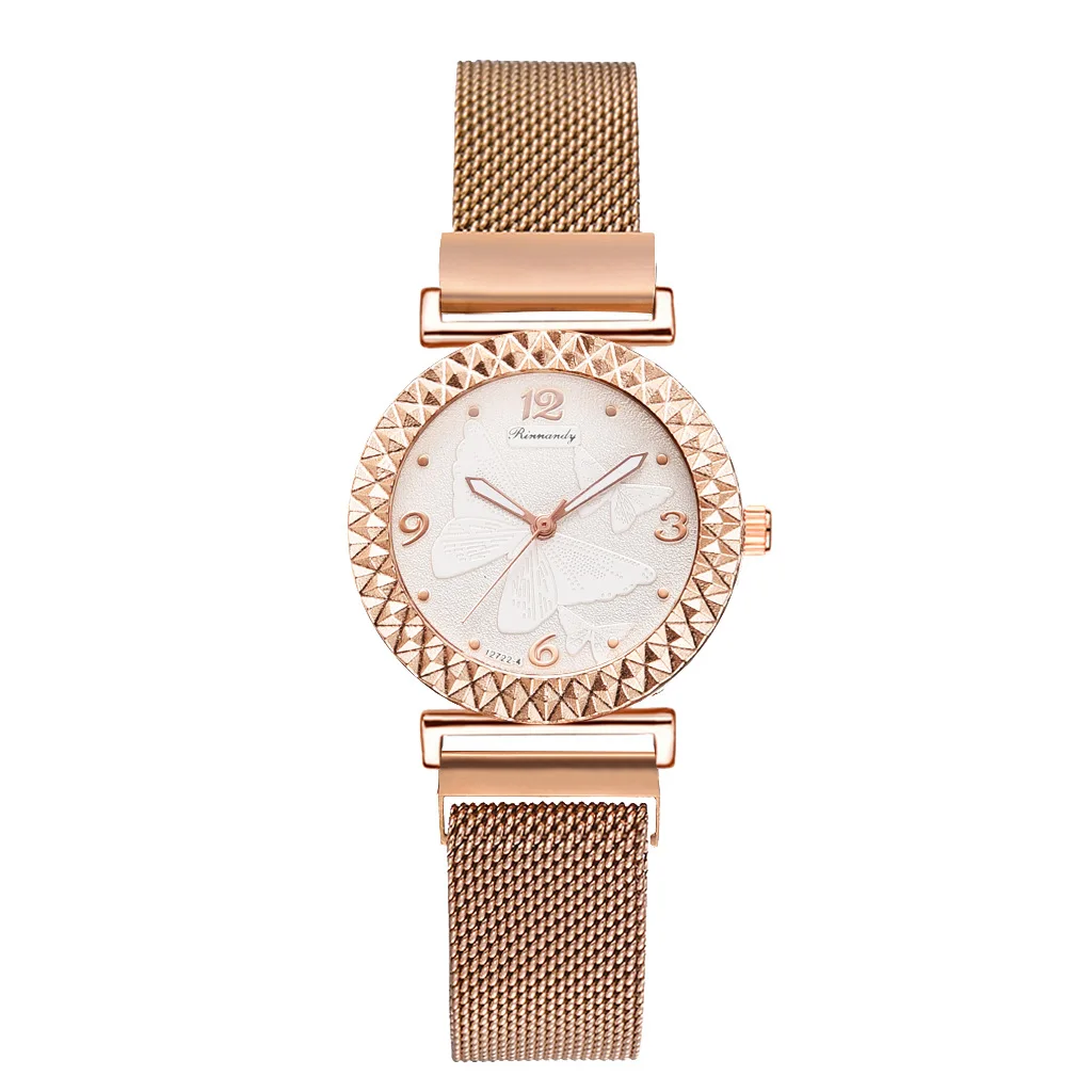 

Luxury Rose Gold Women Watch 2022 Wrist Watch Mesh Clock Gift